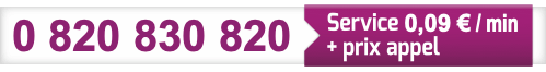 0 820 830 820 (Service : 0,09 €/min + prix d'un appel*)